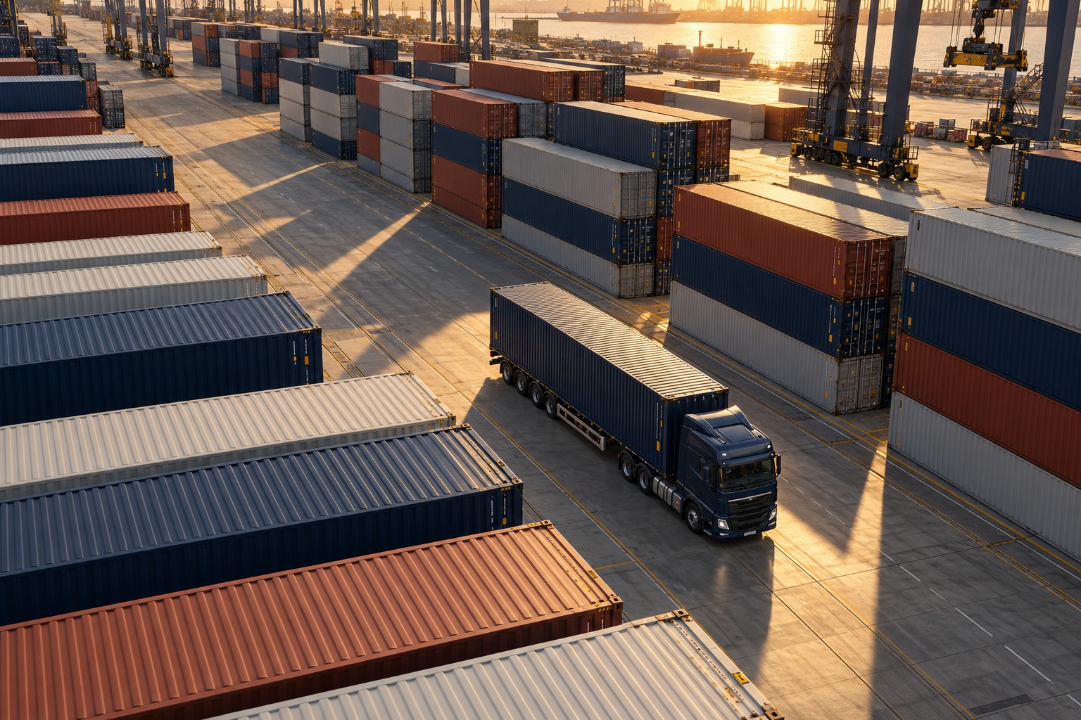 An organised container yard viewed from above